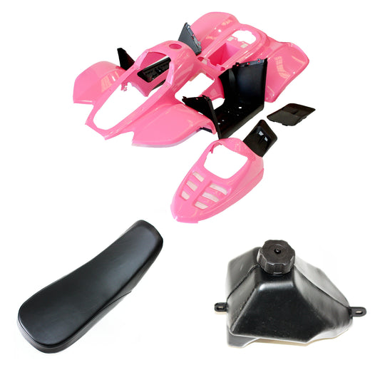 PINK Plastics Fairing Fender Guard Kit Seat Fuel Tank 110cc Quad Dirt Bike ATV