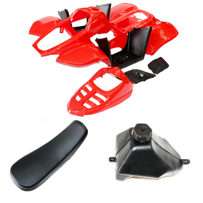 RED Plastics Fairing Fender Guard Kit+ Seat+ Fuel Tank 110cc Quad Dirt Bike ATV