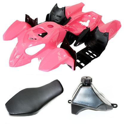 PINK Plastics Fairing Fender Guards Kit Seat Fuel Tank 125cc Quad Dirt Bike ATV