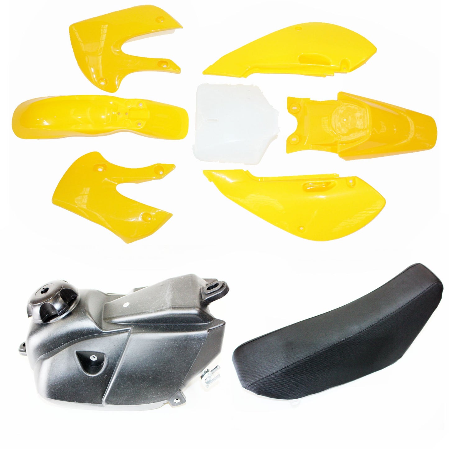 YLW KLX110 Plastic Fairing Fender Kit Seat Fuel Tank 125cc PIT Dirt BigFoot Bike