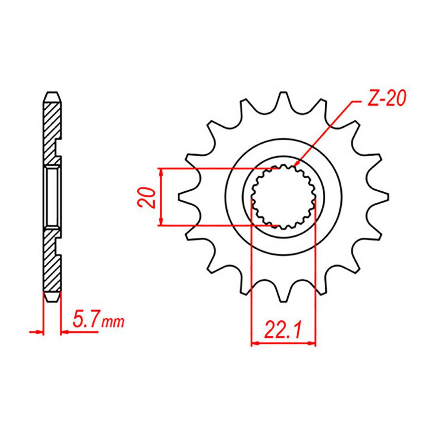 MTX 1590 Hornet Lightweight Steel Front Sprocket #520 (14T) (10B-5NL-14)