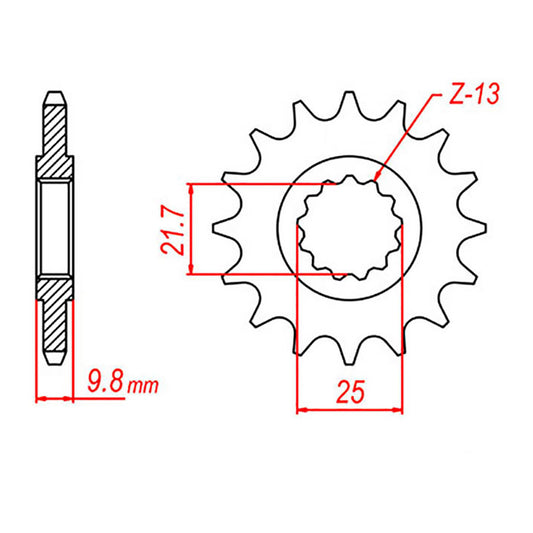 MTX 1587 Steel Front Sprocket #428 (19T) (10-3FH-19)