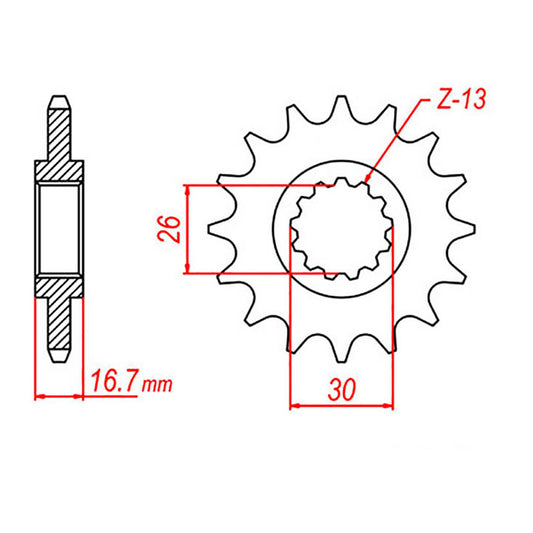 MTX 1370 Steel Front Sprocket #525 (16T) (10-MAS-16)
