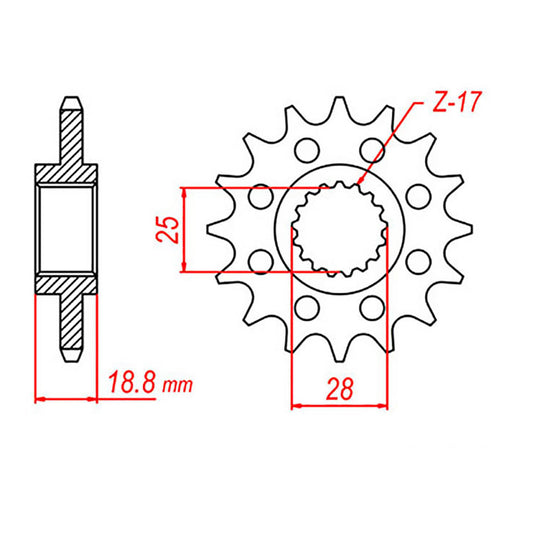 MTX 704 Steel Front Sprocket #525 (16T) (10-704-16)