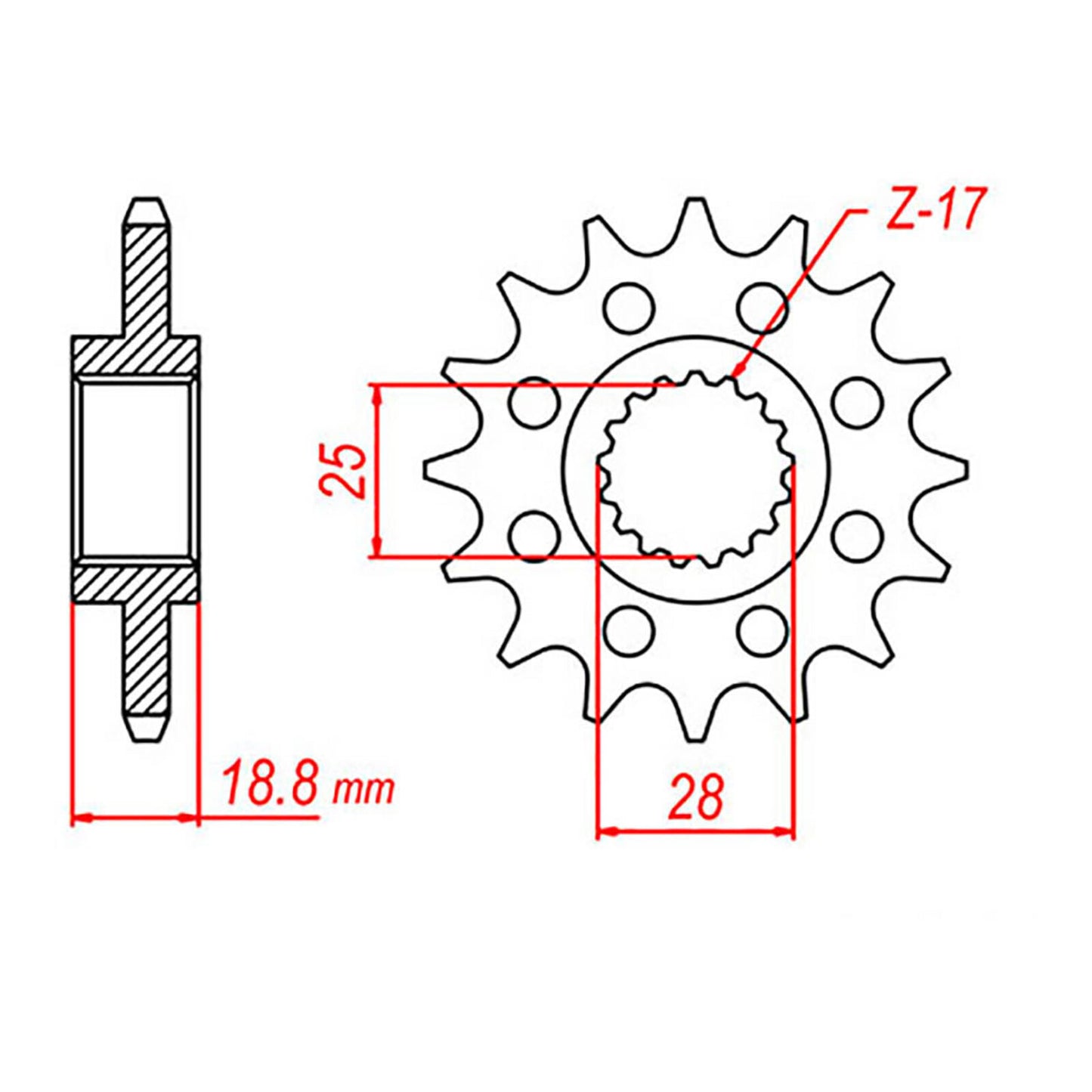 MTX 704 Steel Front Sprocket #525 (17T) (10-704-17)