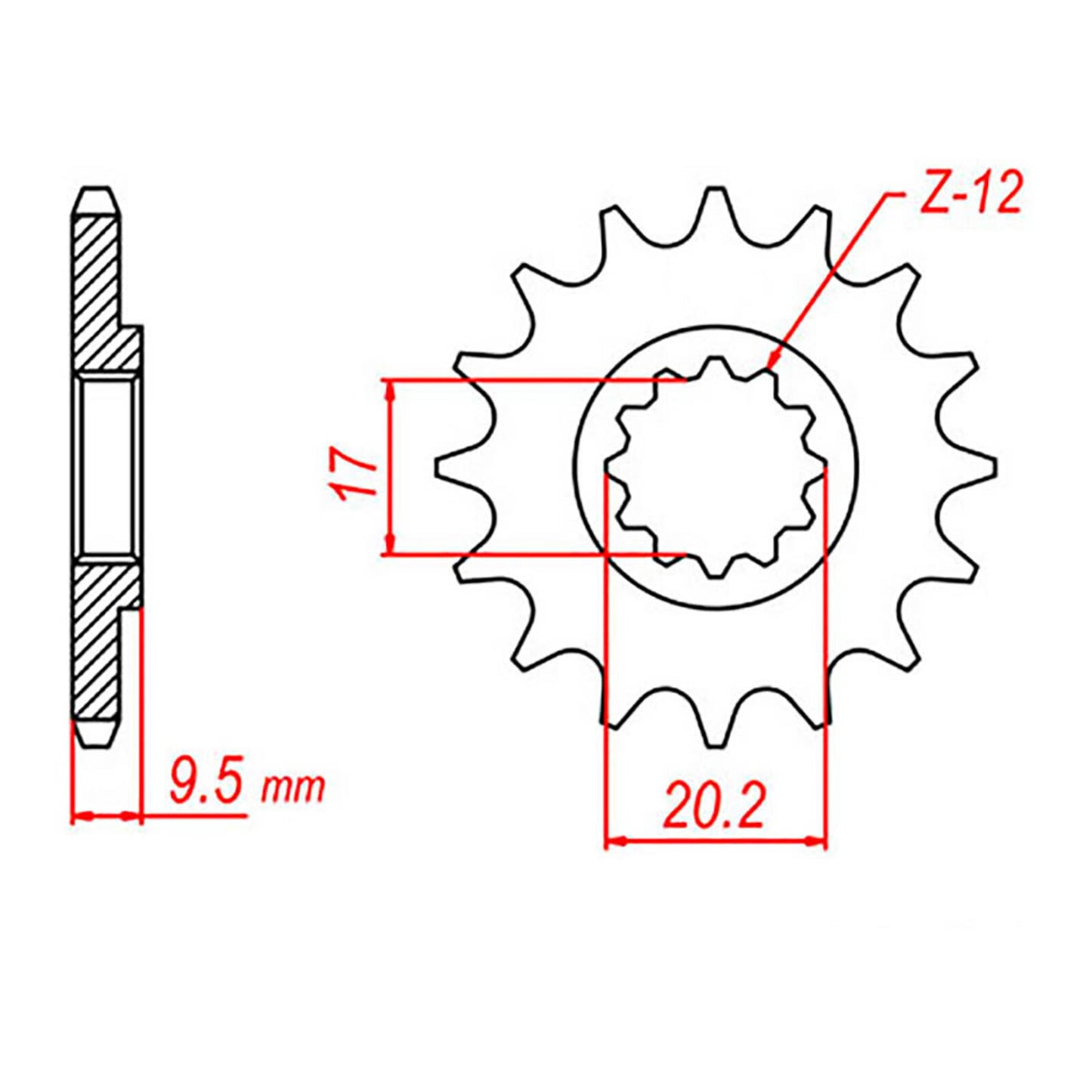 MTX 1907 Steel Front Sprocket #428 (14T) (10-KT5-14)