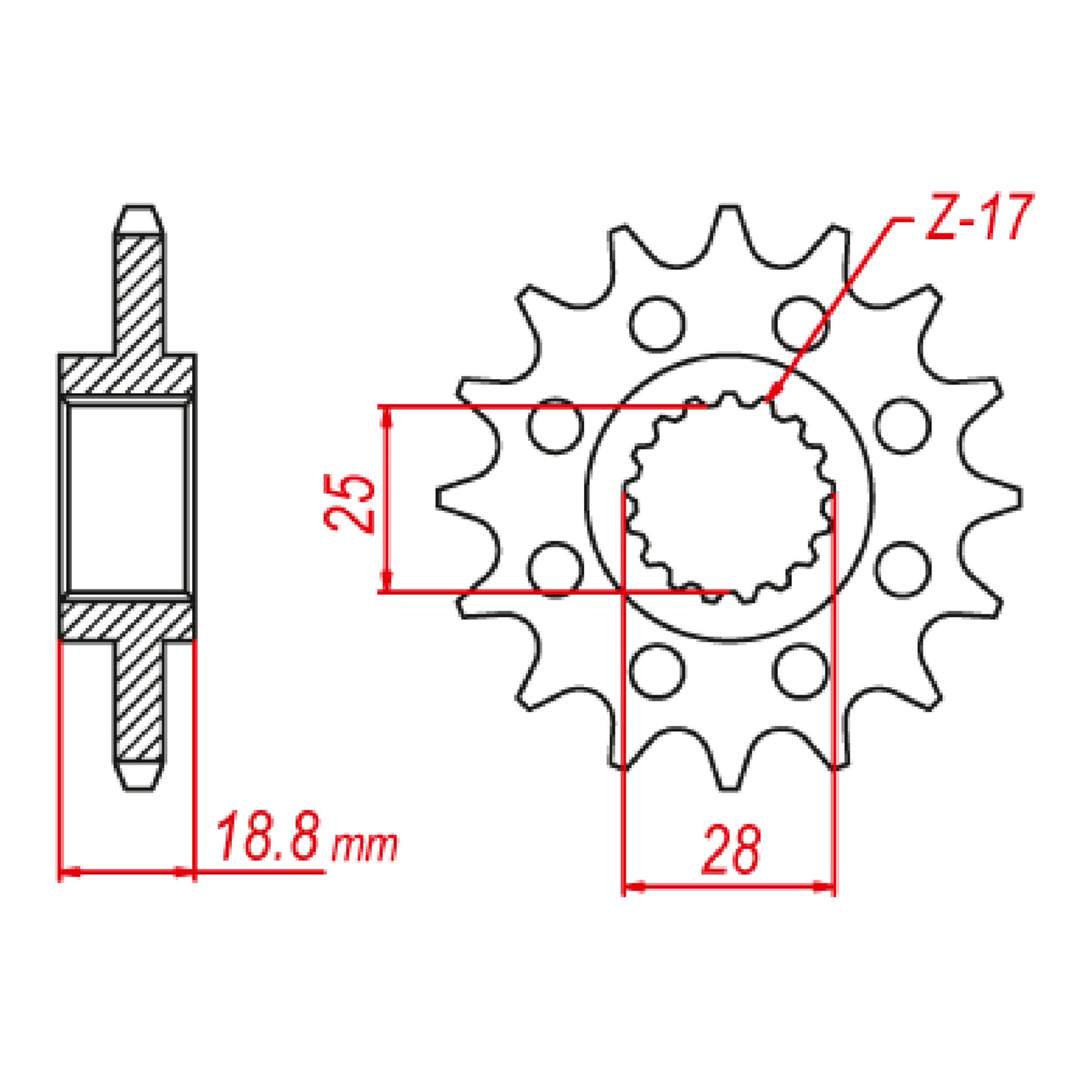 MTX 705 Steel Front Sprocket #520 (520 Conversion) (17T) (10-705-17)