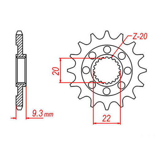 MTX 1446 Steel Front Sprocket #520 (14T) (10-035-14)