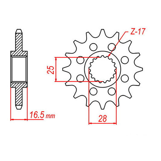 MTX 1904 Steel Front Sprocket #525 (17T) (10-KT6-17)