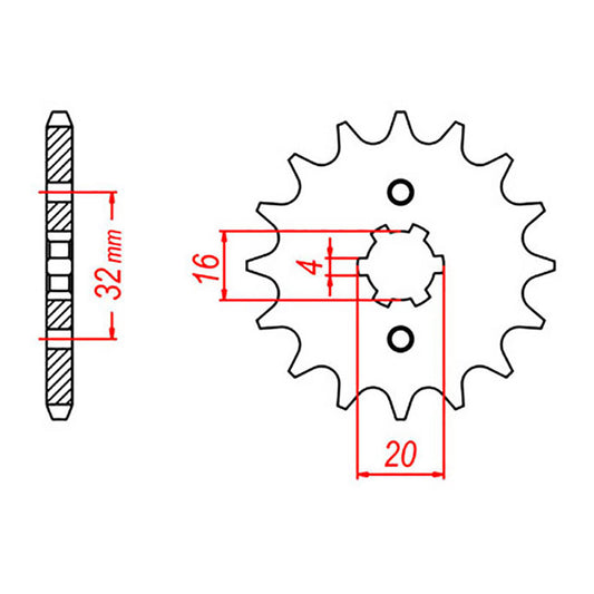 MTX 1550 Steel Front Sprocket #428 (15T) (10-550-15)