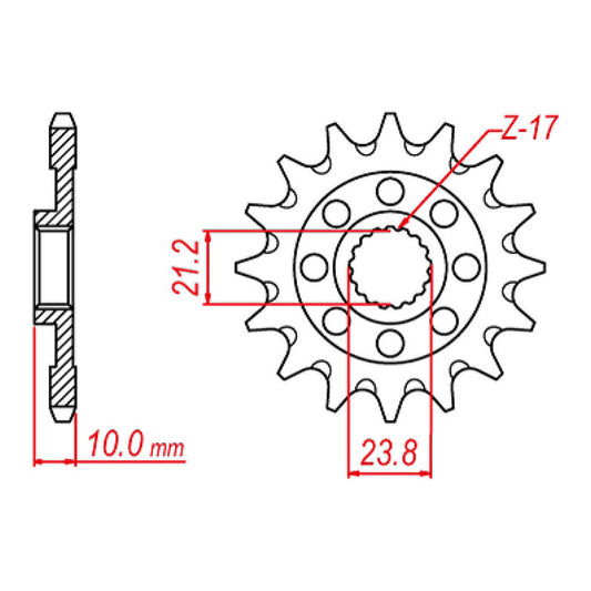 MTX 1443 Steel Front Sprocket #520 (14T) (10-28H-14)