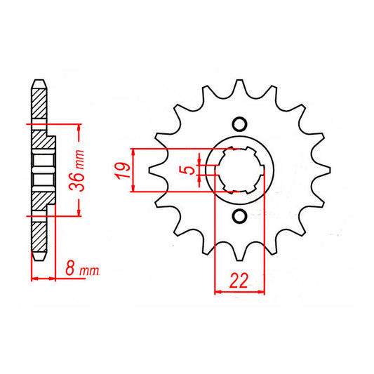 MTX 1336 Steel Front Sprocket #520 (14T) (10-KN5-14)
