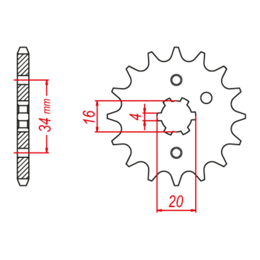 MTX 1263 Steel Front Sprocket #428 (16T) (10-459-16)