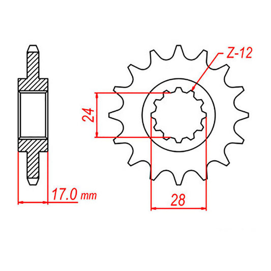 MTX 295 Steel Front Sprocket #530 (15T) (10-MN4-15)