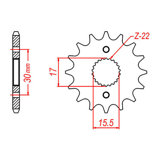 MTX 1256 Steel Front Sprocket #420 (14T) (10-GC4-14)