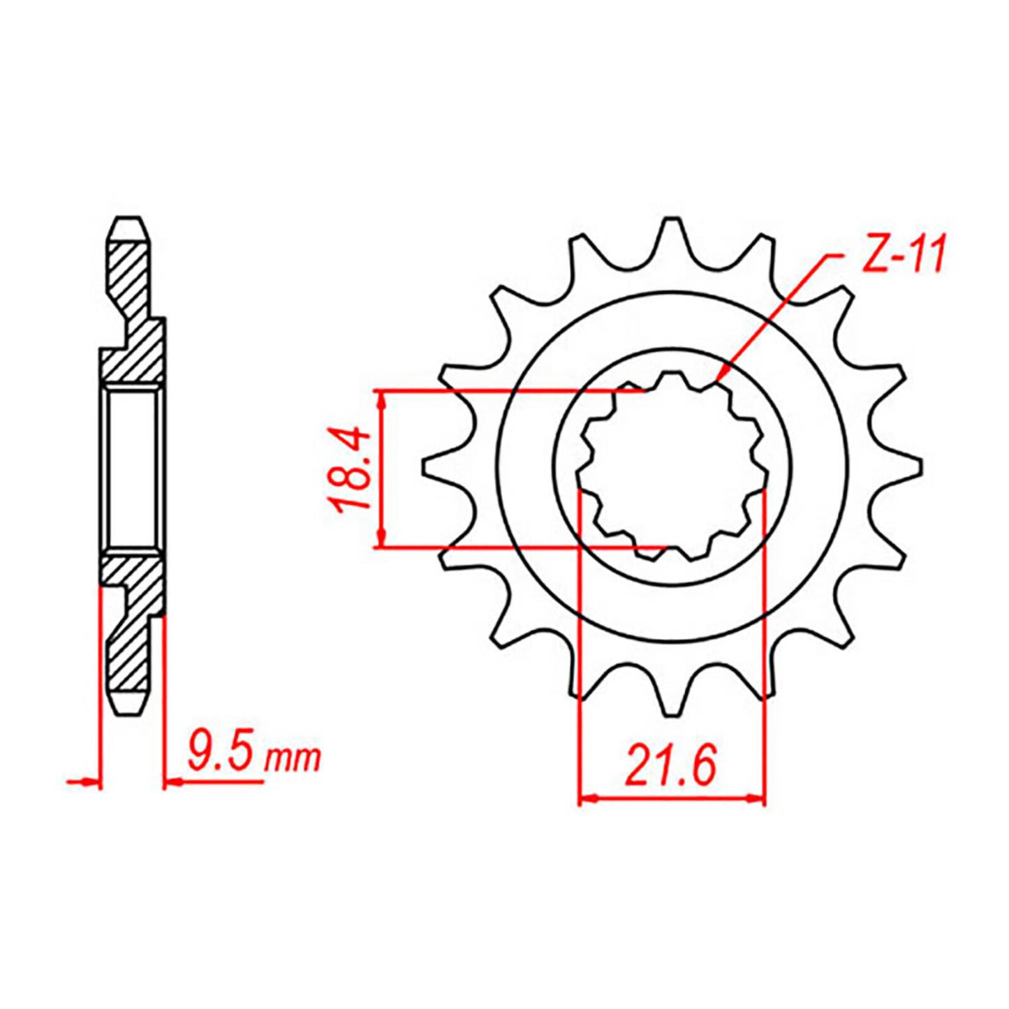 MTX 285 Steel Front Sprocket #520 (14T) (10-ML3-14)