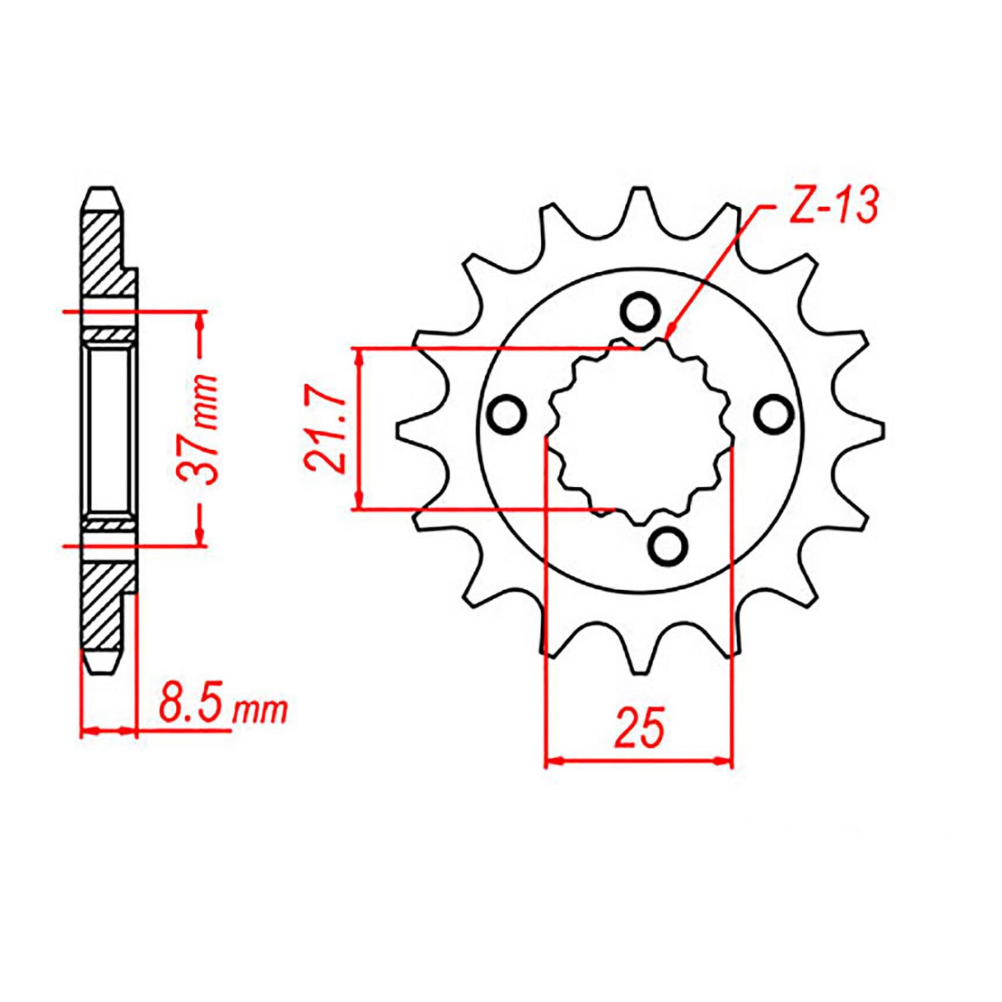 MTX 1309 Steel Front Sprocket #520 (13T) (10-103-13)
