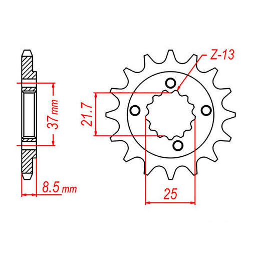 MTX 1309 Steel Front Sprocket #520 (13T) (10-103-13)