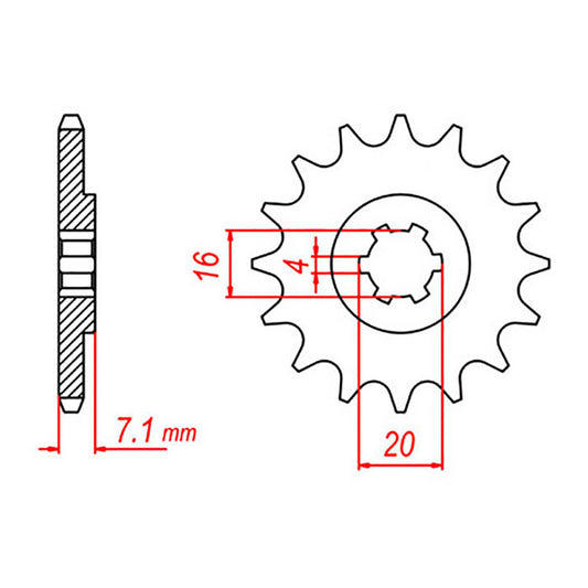 MTX 413 Steel Front Sprocket #420 (14T) (10-047-14)
