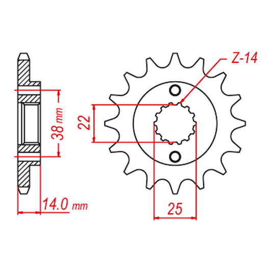 MTX 497 Steel Front Sprocket #530 (15T) (10-497-15)