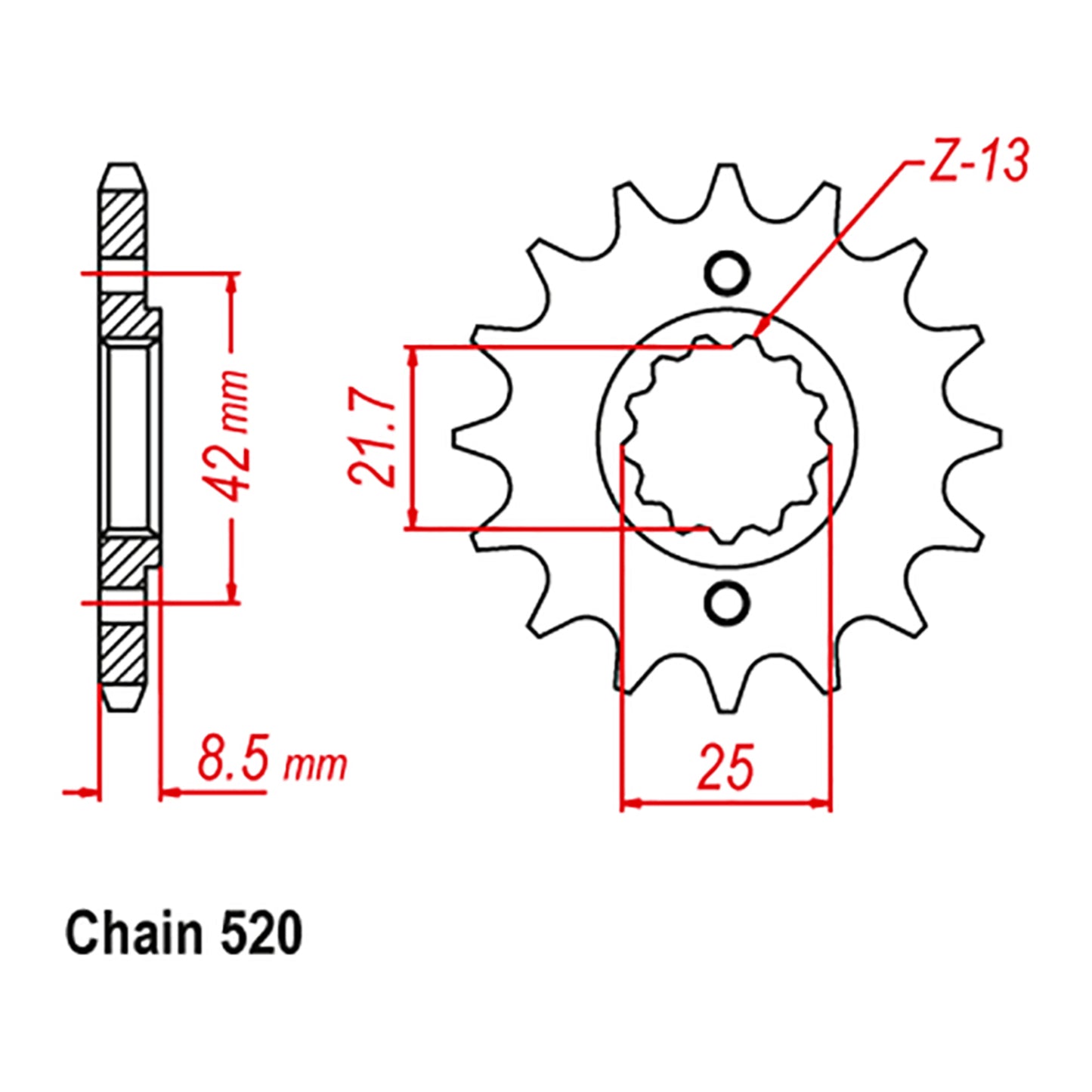 MTX 516 Steel Front Sprocket #520 (15T) (10-126-15)