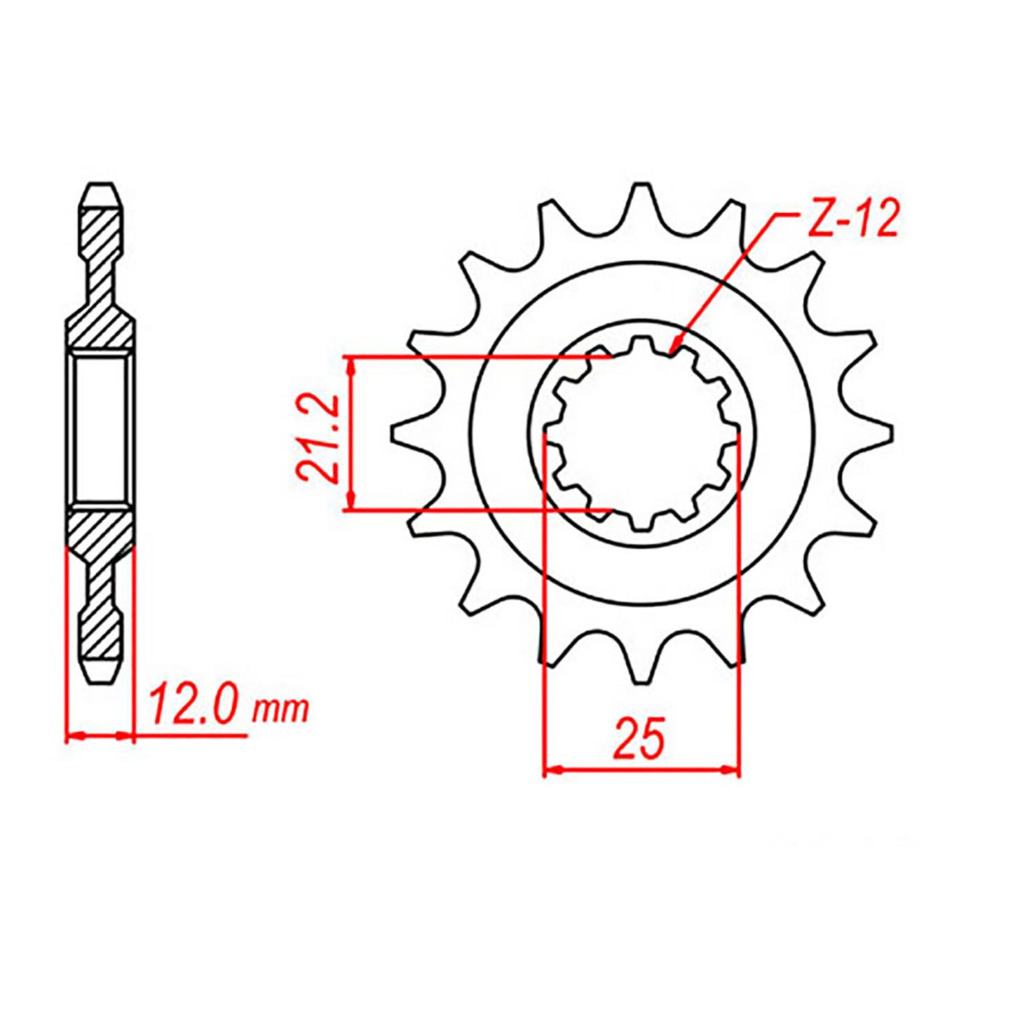 MTX 823 Steel Front Sprocket #520 (12T) (10-HQ1-12)