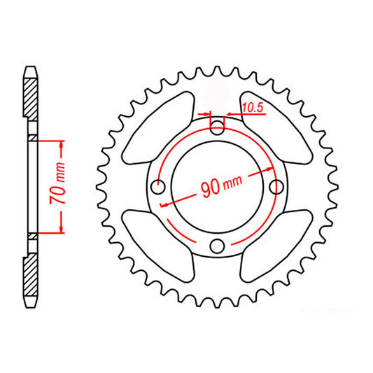 MTX 264 Steel Rear Sprocket #428 (45T) (11-Y2P-45)