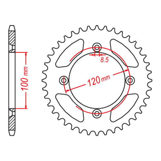 MTX 798 Steel Rear Sprocket #420 (420 Conversion) (46T) (11-02B-46)