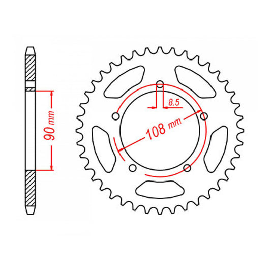 MTX 1022 Steel Rear Sprocket #530 (38T) (11-1022-38)