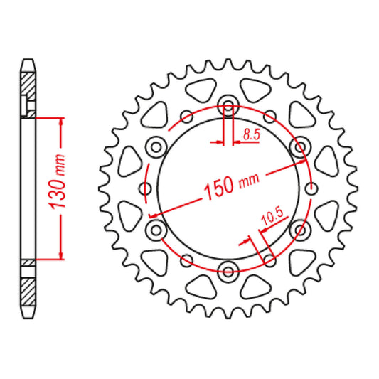 MTX 245/3 Steel Rear Sprocket #520 (45T) (11-MG3-45)