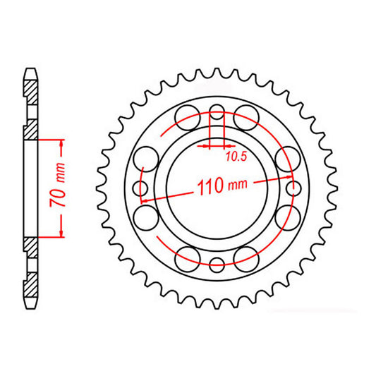 MTX 246 Steel Rear Sprocket #530 (44T) (11-413-44)
