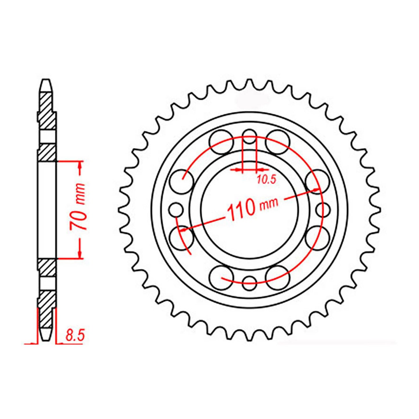 MTX 247 Steel Rear Sprocket #520 (44T) (11-443-44)