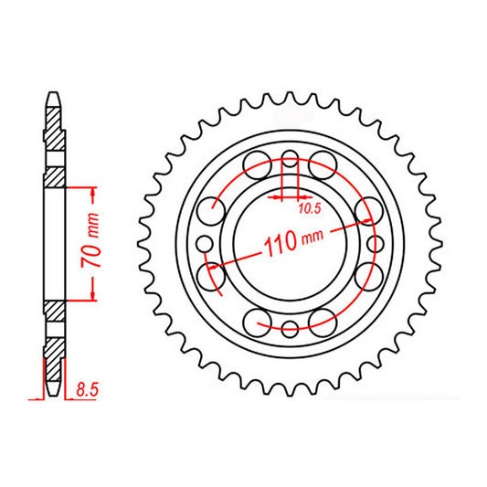 MTX 247 Steel Rear Sprocket #520 (44T) (11-443-44)
