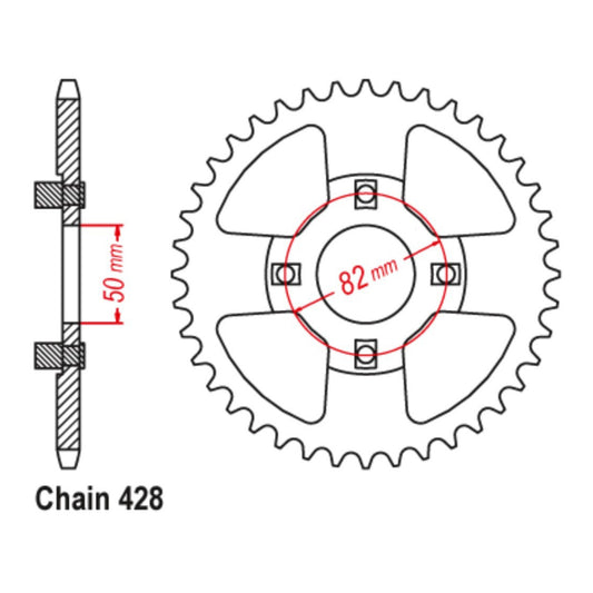 MTX 999 Steel Rear Sprocket #428 (45T) (11-459-45)