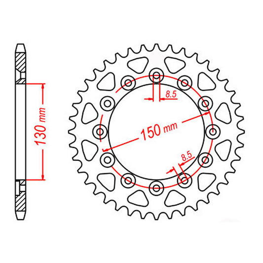 MTX 245/2 Steel Rear Sprocket #520 (39T) (11-428-39)