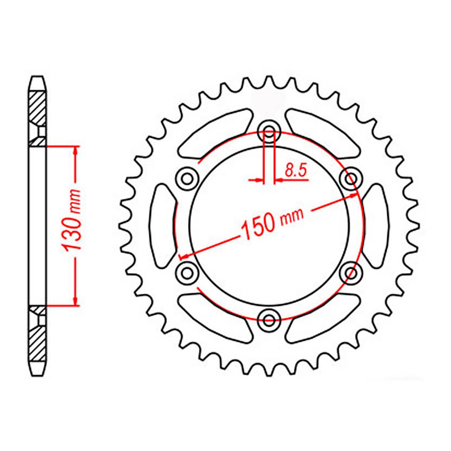 MTX 245/2 Steel Rear Sprocket #520 (43T) (11-428-43)