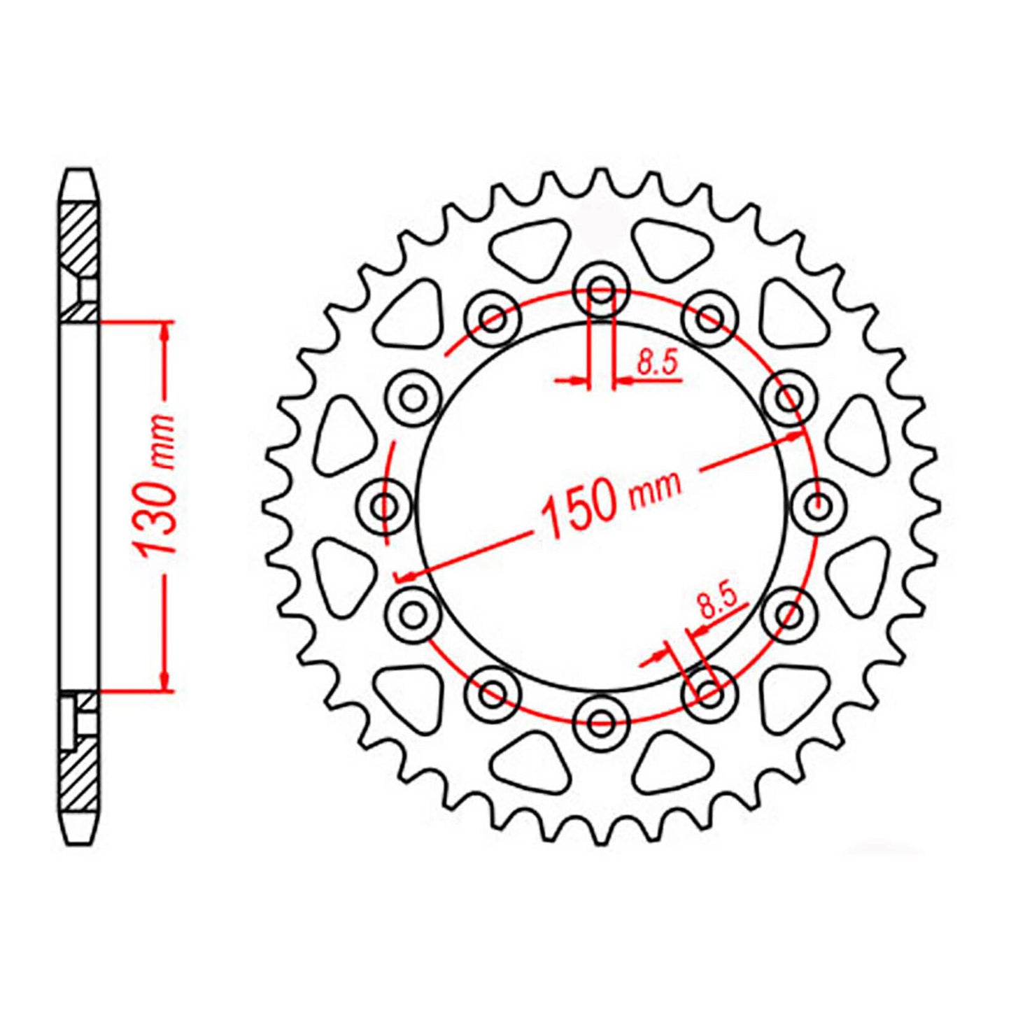 MTX 245/2 Steel Rear Sprocket #520 (46T) (11-428-46)