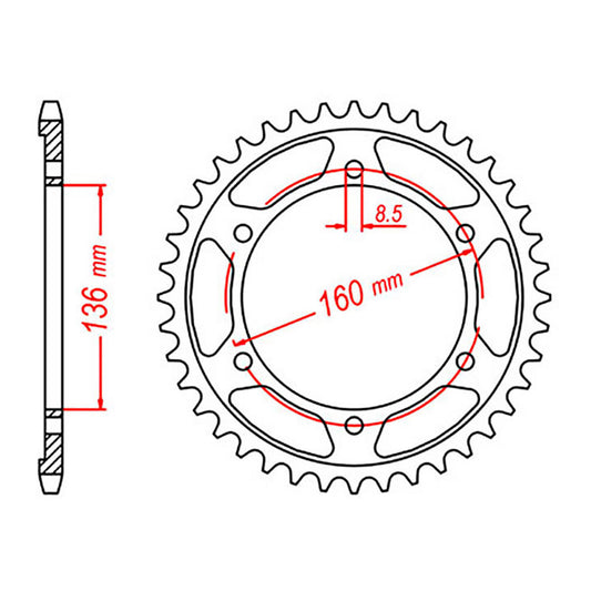 MTX 005 Steel Rear Sprocket #520 (45T) (11-BMW-45)