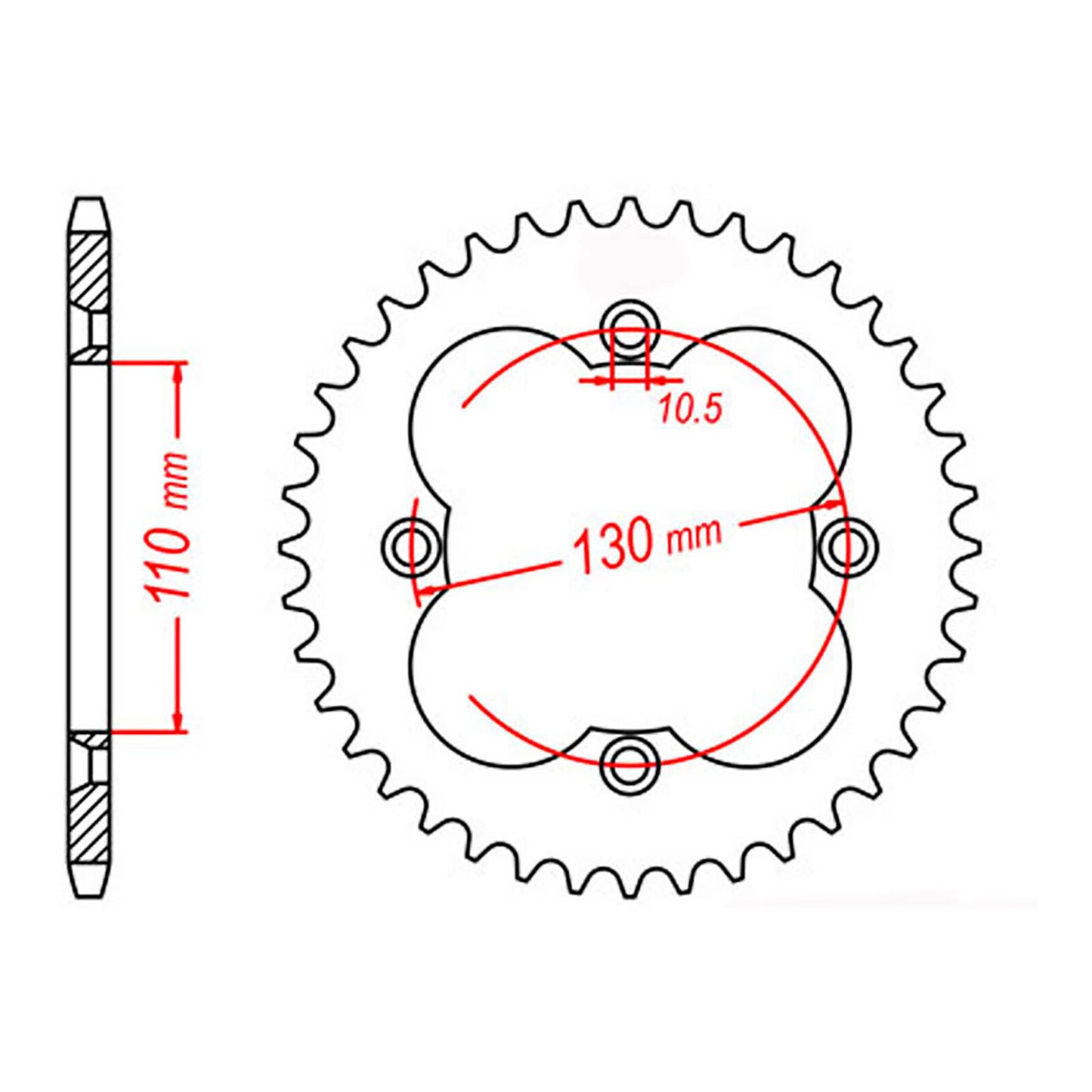 MTX 1350 Steel Rear Sprocket #520 (39T) (11-HA2-39)