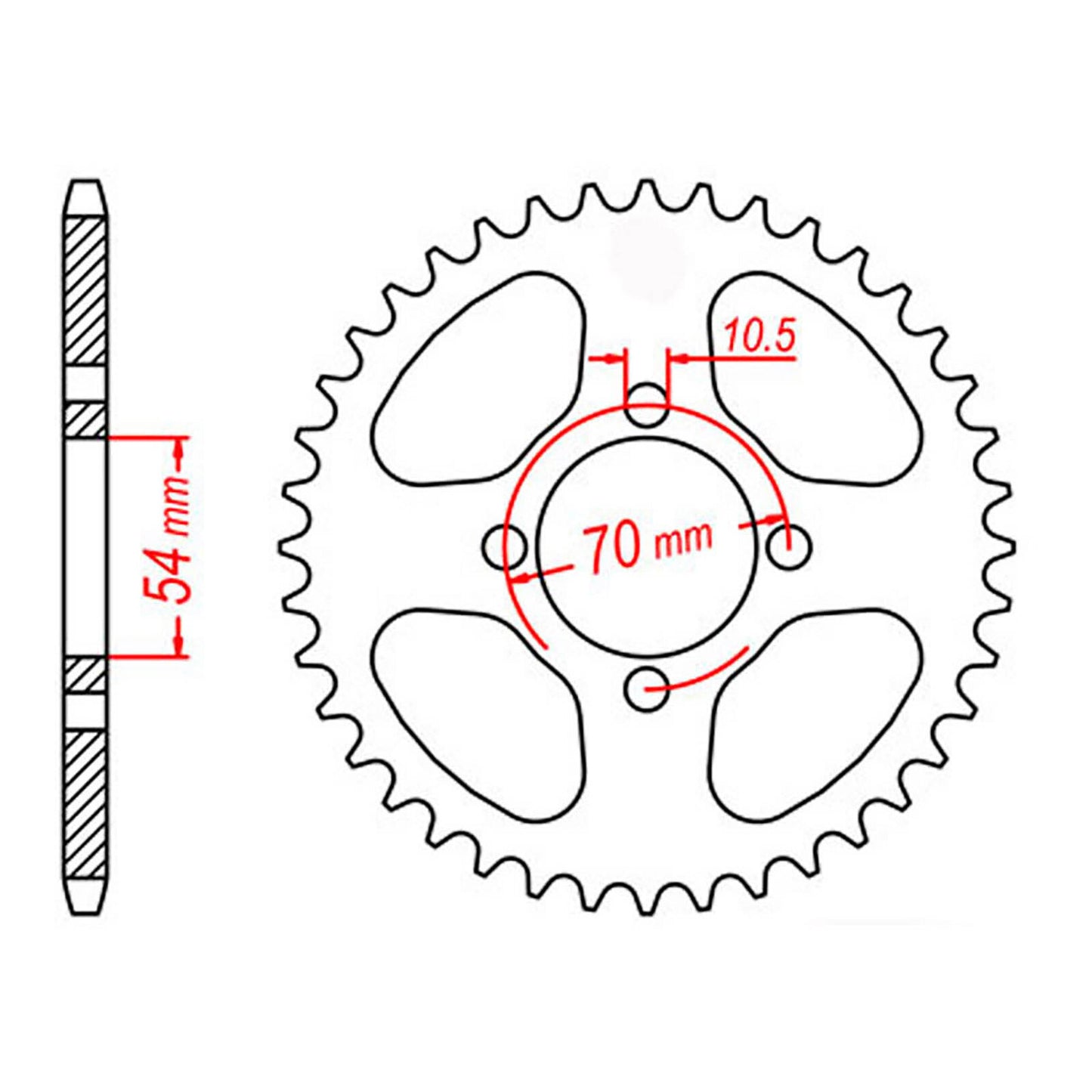 MTX 1206 Steel Rear Sprocket #428 (42T) (11-206-42)