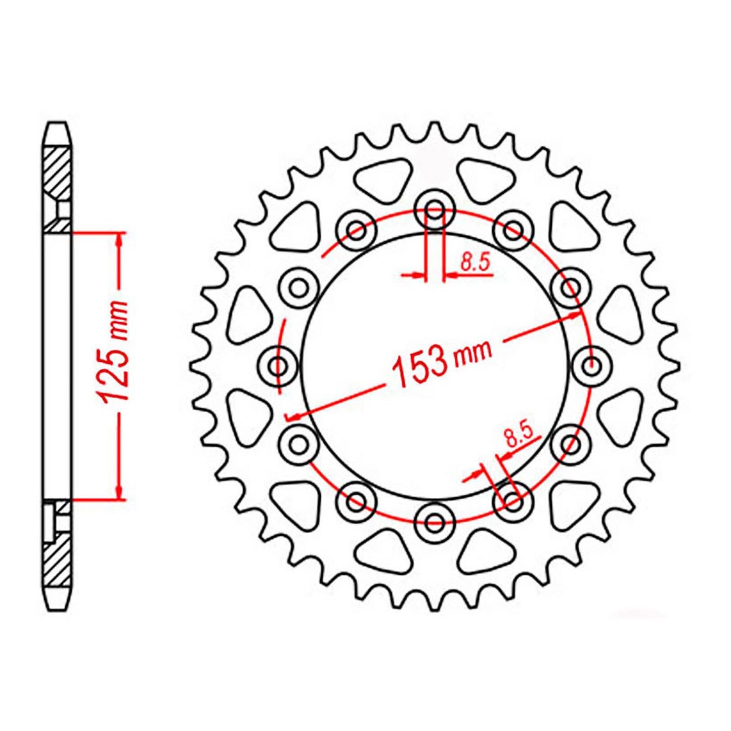 MTX 210 Steel Rear Sprocket #520 (55T) (11-KAE8-55)