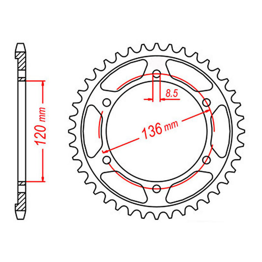 MTX 1847 Steel Rear Sprocket #428 (55T) (11-1HX-55)
