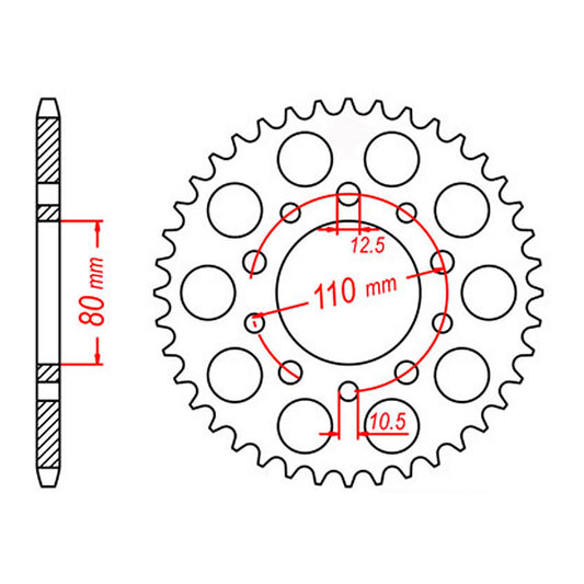 MTX 1332 Steel Rear Sprocket #525 (42T) (11-MW3-42)
