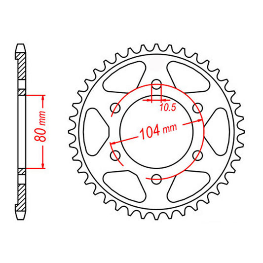 MTX 1489 Steel Rear Sprocket #525 (40T) (11-503-40)