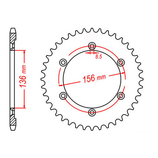 MTX 1791 Steel Rear Sprocket #525 (46T) (11-32E-46)