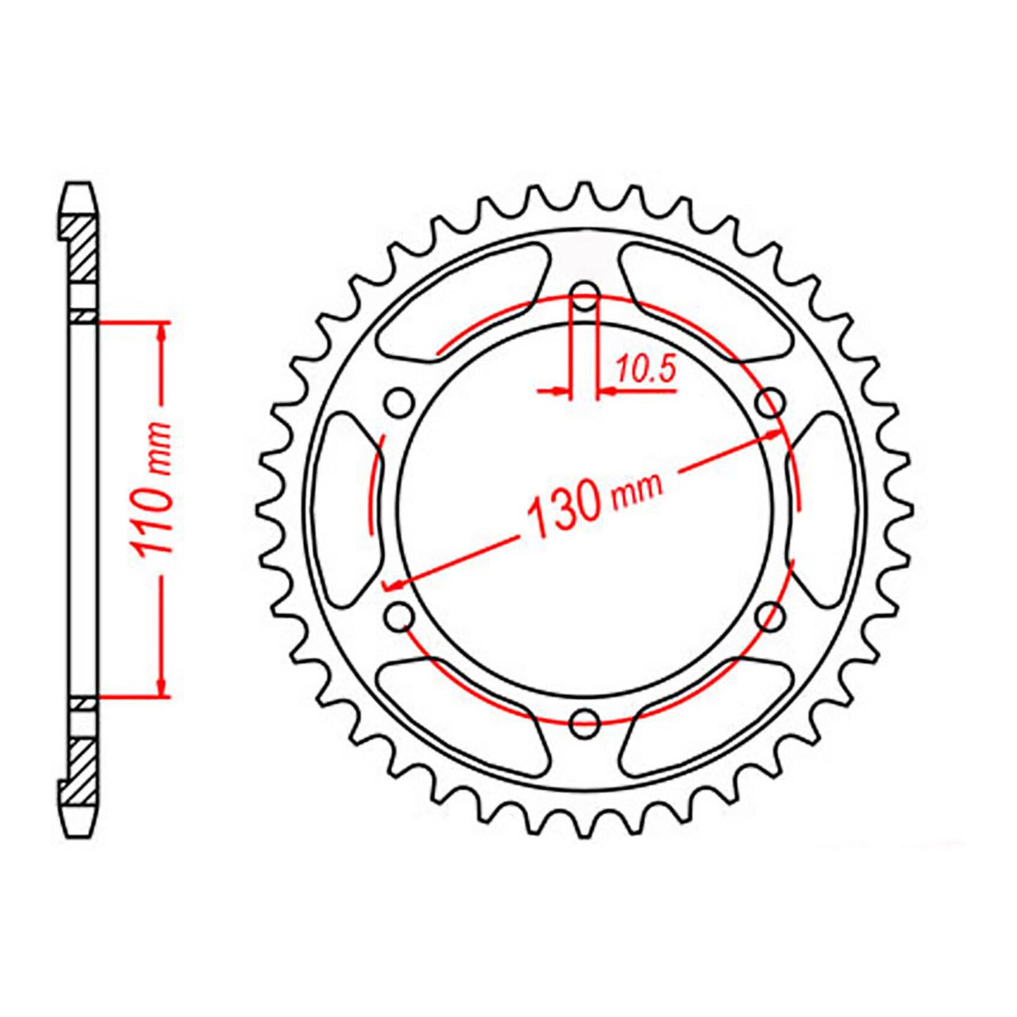 MTX 1876 Steel Rear Sprocket #525 (44T) (11-876-44)
