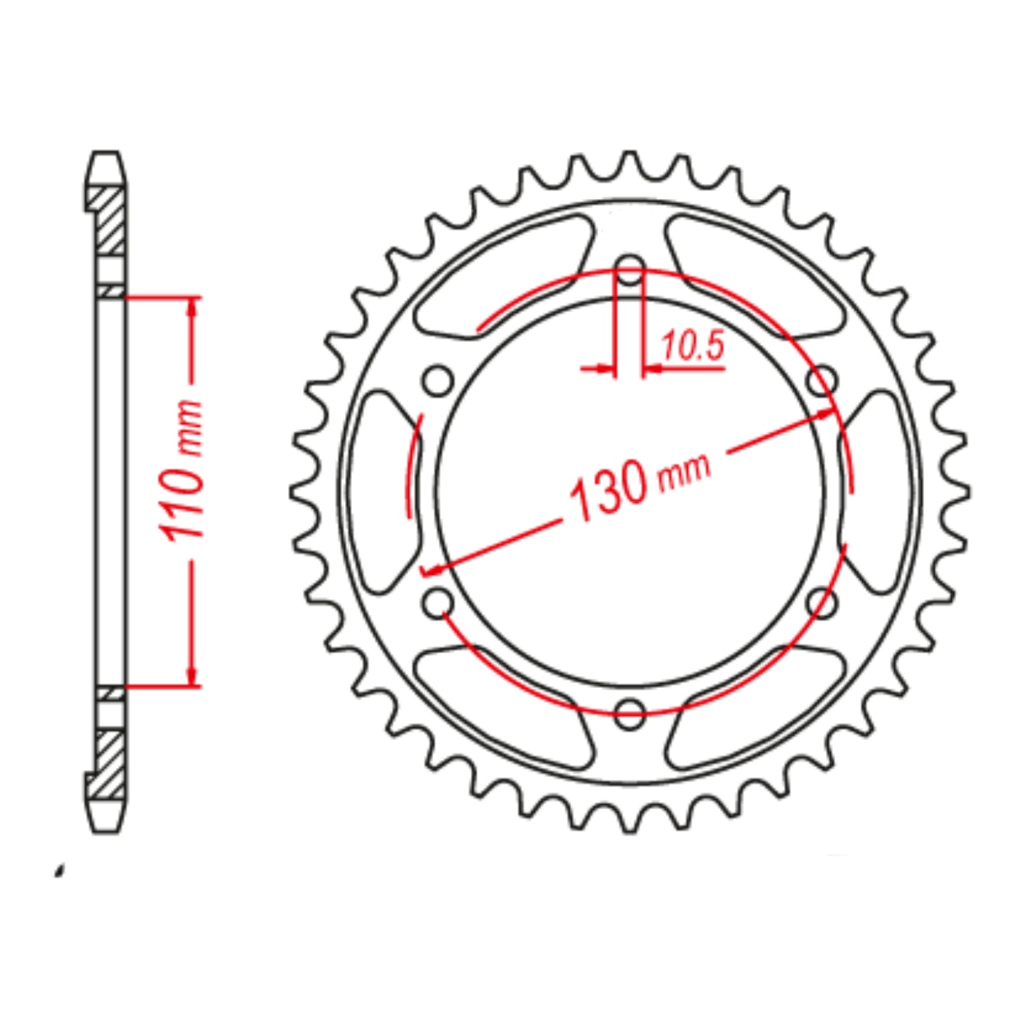 MTX 1876 Steel Rear Sprocket #525 (46T) (11-876-46)