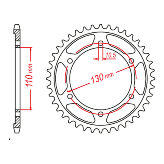 MTX 1876 Steel Rear Sprocket #525 (46T) (11-876-46)