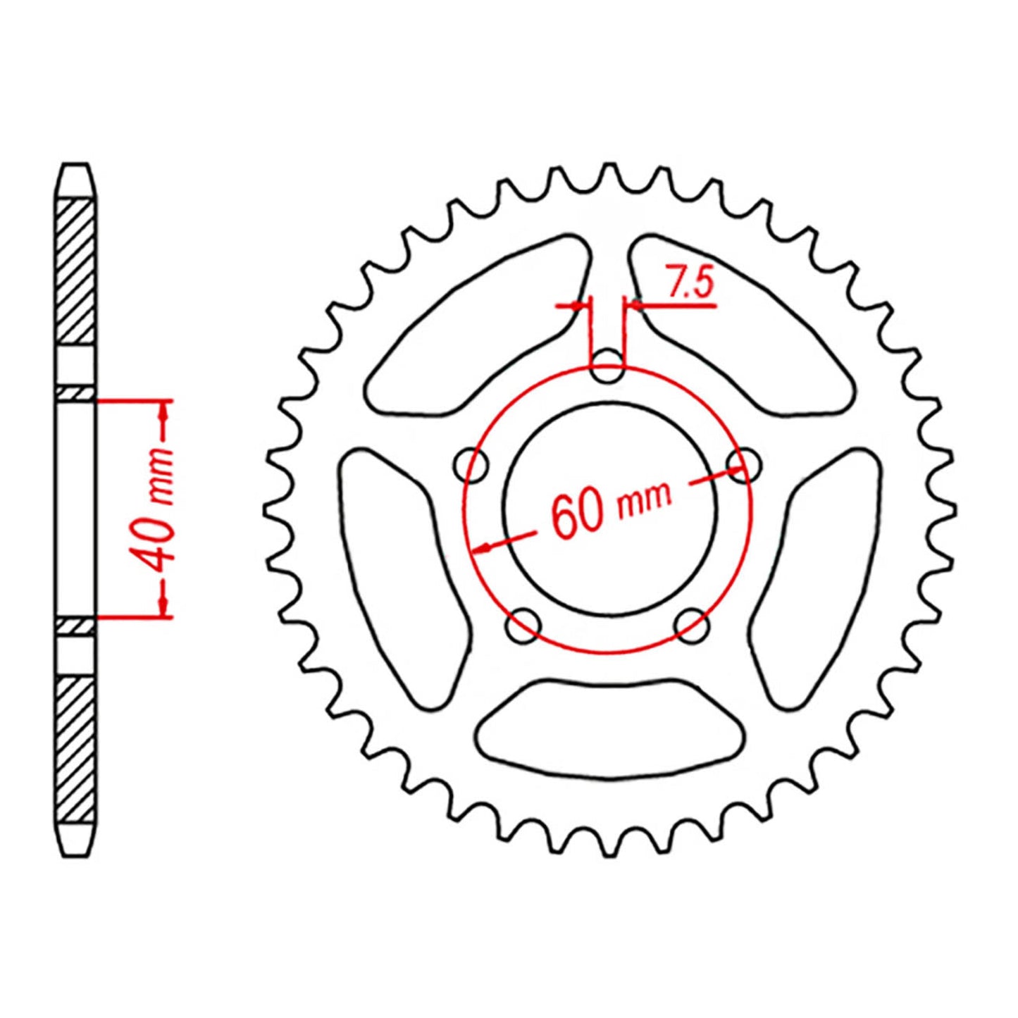 MTX KTM 50 Steel Rear Sprocket #415 (44T) (11-KM3-44)