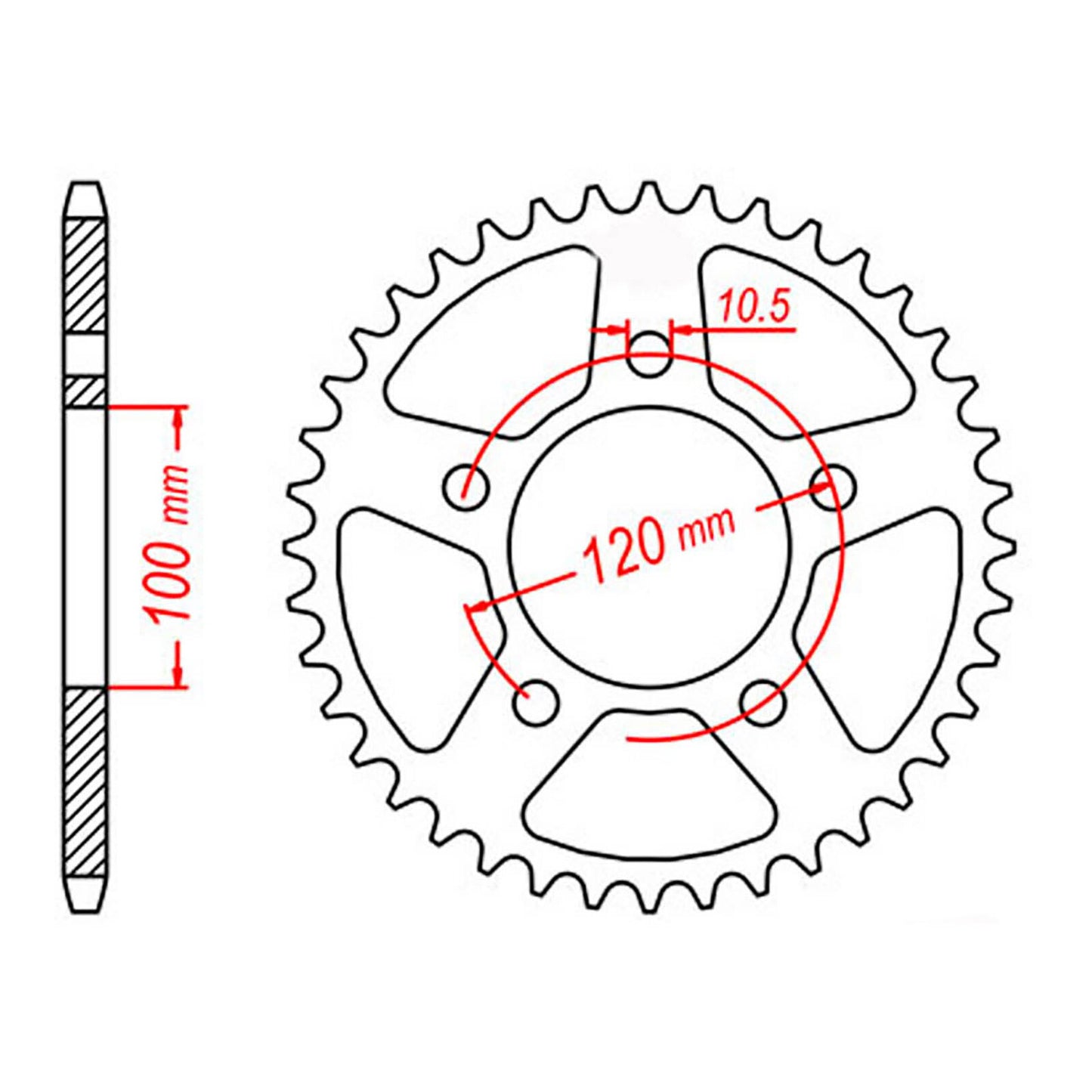 MTX 703 Steel Rear Sprocket #520 (44T) (11-703-44)